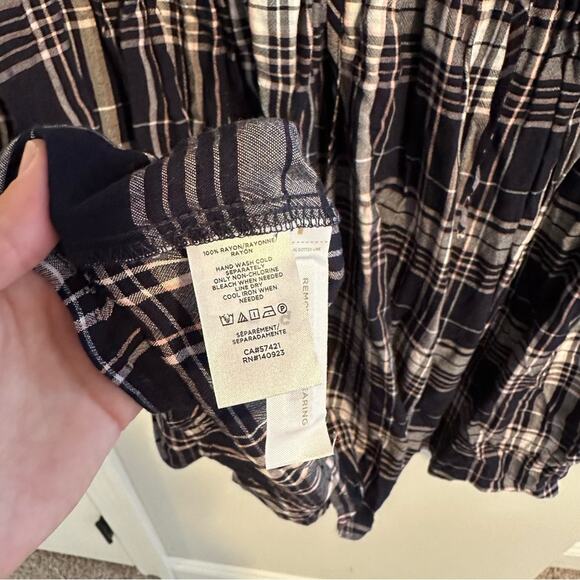 LOFT Blue Pink Plaid Long Sleeve Mini Dress XS - Picture 4 of 9